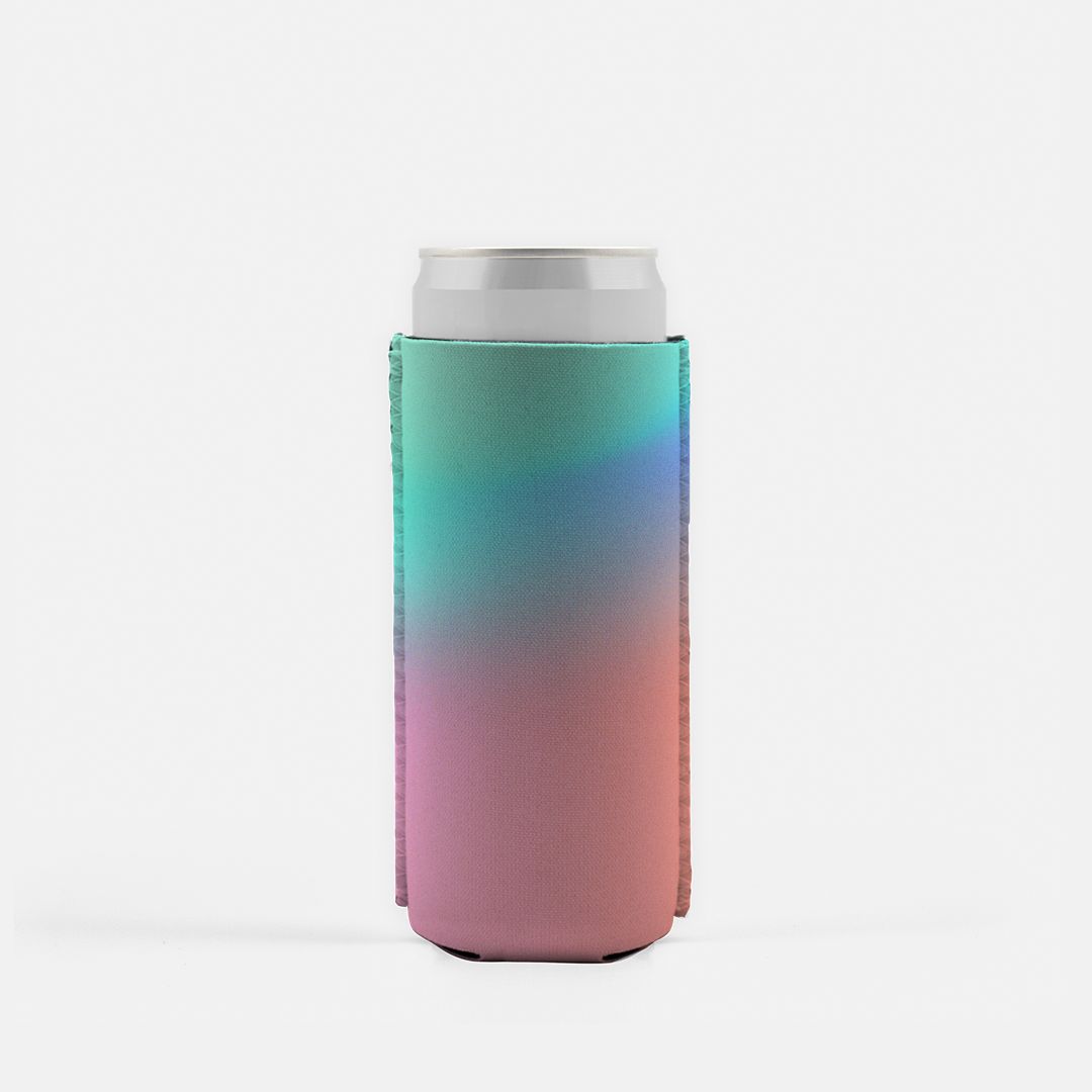 Slim Can CoolerRetro Rainbow Ombre Koozie, Slim Can Cooler, Blue and Orange Gradient, Vintage Sunset Inspired, 80's 90's Fun Party Accessory