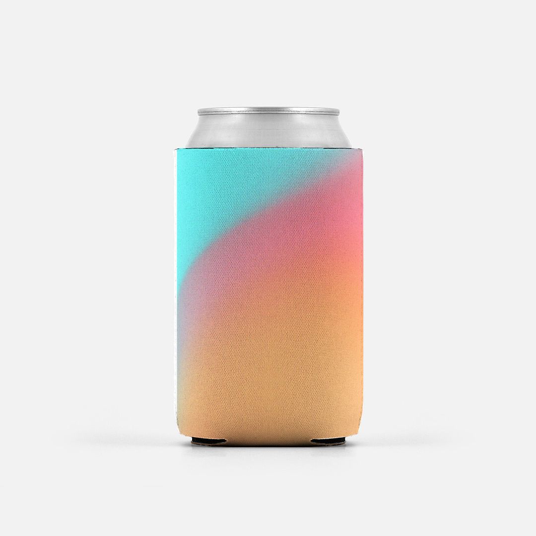 Retro Rainbow Ombre Koozie, Can Cooler, Blue and Orange Gradient, Vintage Sunset Inspired, 80's 90's Fun Party Accessory