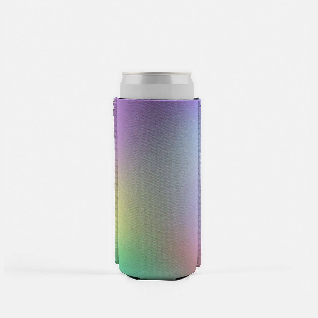 Slim Can CoolerRetro Rainbow Ombre Koozie, Slim Can Cooler, Gree and Purple Gradient, Vintage Sunset Inspired, 80's 90's Fun Party Accessory
