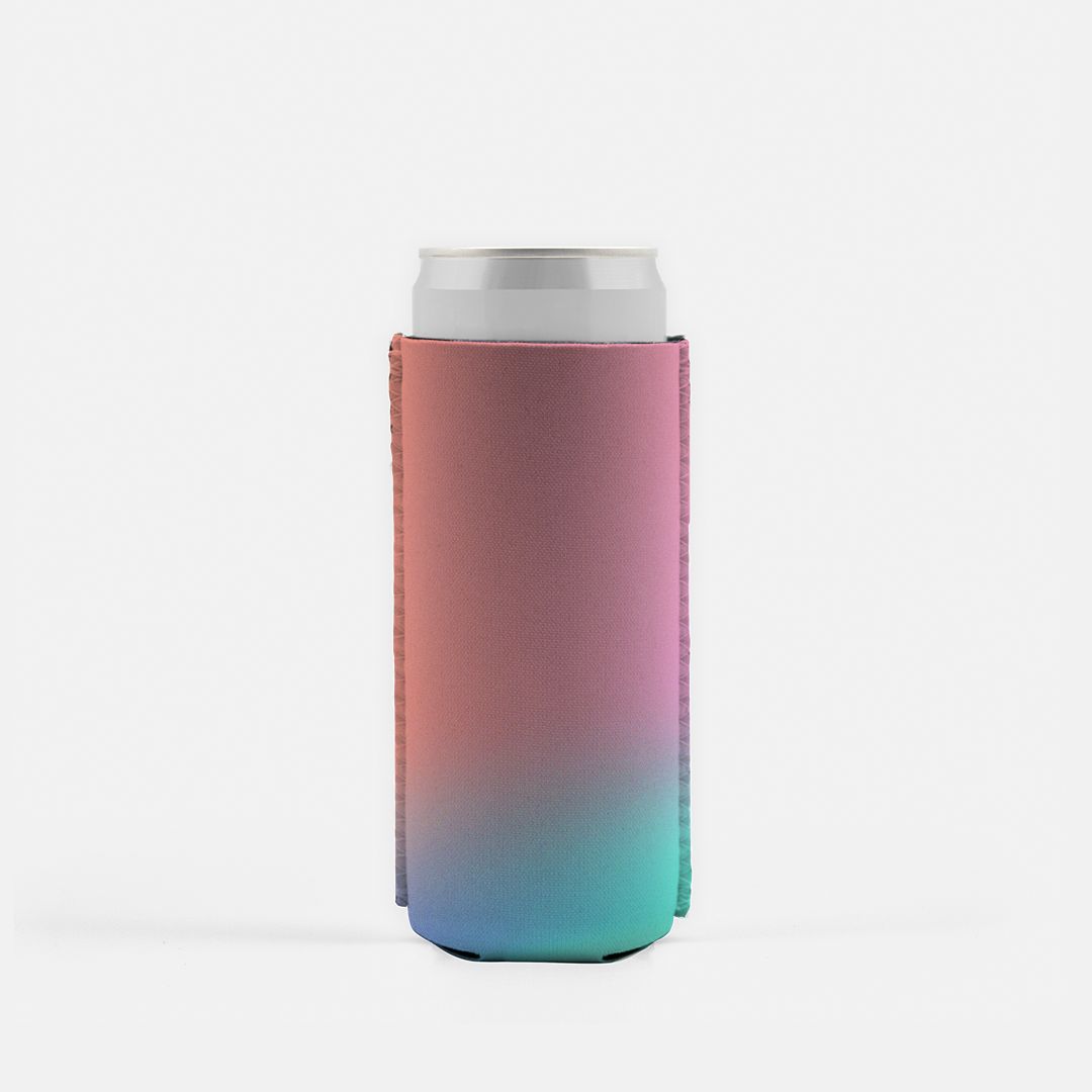 Slim Can CoolerRetro Rainbow Ombre Koozie, Slim Can Cooler, Blue and Orange Gradient, Vintage Sunset Inspired, 80's 90's Fun Party Accessory